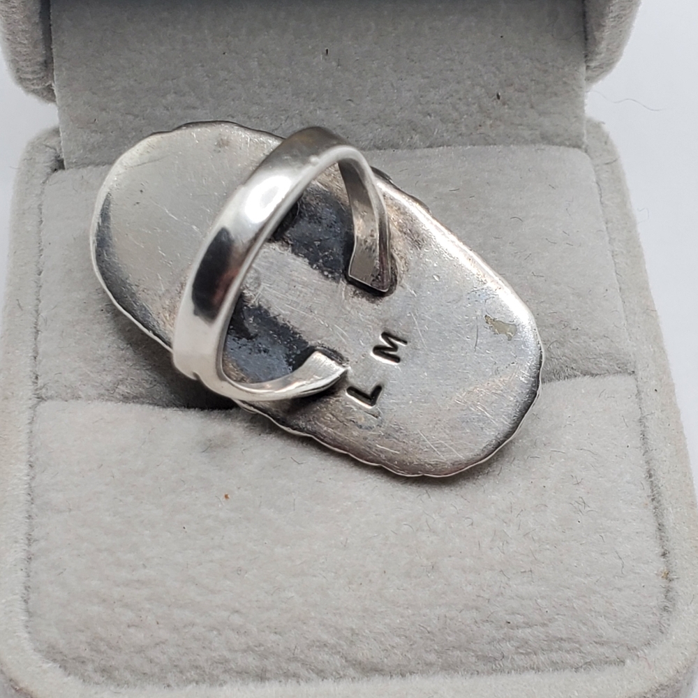 Oblong Sterling Silver Turquoise Ring - Picture 4 of 5